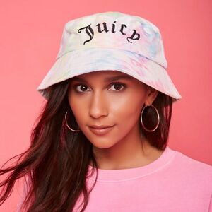 NWT Juicy Couture Pink, Yellow, Blue, White Tie-Dye Bucket Hat New with Tags
